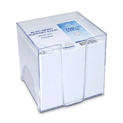 Image de WAYTEX 931150 Bloc mémo de 700 notes blanches 9 x cm avec support plastique transparent