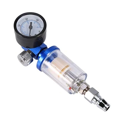 Afbeelding van Luchtdrukregelaar waterfilter, waterdichte autospuitpistoolset, spray pneumatisch pistool luchtregelaar en in line olie watertrapfilter scheider (drukregelaar + filter aansluiting)
