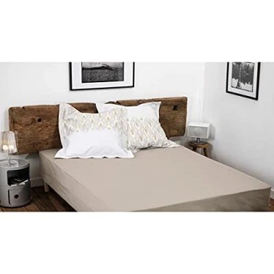 Image de HOME LINGE PASSION, Drap Housse Blanc 90x190 +30 cm 100% Coton 57 Fils (Label Oeko TEX)