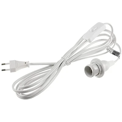 Afbeelding van ChiliTec E14 lampfitting met schakelaar 3,4 m kabel snoer montagering voor papieren lampenkap wit