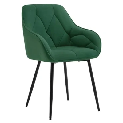 Afbeelding van WOLTU EZS02dgn 1 eetkamer /keuken /woonkamerstoel, ergonomisch, gevoerd, met armleuningen, fluwelen zitting, metalen poten, donkergroen