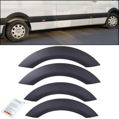 Afbeelding van INLY Set van 4 zwarte ABS wielkasten compatibel met Mercedes Sprinter W906 (2006 2018)