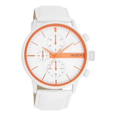 Afbeelding van witte OOZOO horloge met leren band C11314