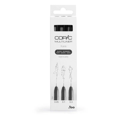 Image de Copic Multiliner jeu de stylo feutre pointe fine (0,05 0,3 mm) 3 pièces noir