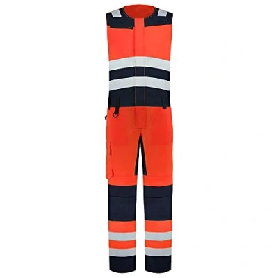 Afbeelding van Tricorp Bodybroek High Vis Bicolor 753007 Mannen Rood/Ink 42