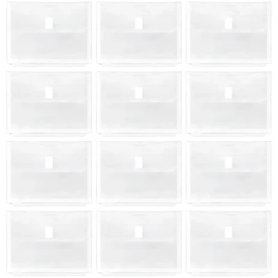 Afbeelding van Idena 90262 12 stuks A5 documentenmap van transparant kunststof met klittenbandsluiting en 4 gaten, ca. 24,6 x 18,8 cm