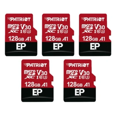 Afbeelding van Patriot Memory 128 GB A1/V30 geheugenkaart voor Android telefoons en tablets, 4K video opname pakket van 5