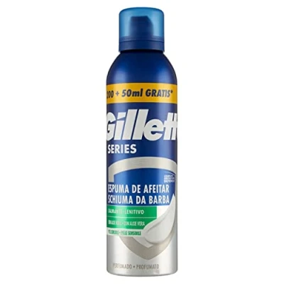 Afbeelding van Gillette Serie het rustgevende scheerschuim met aloë vera voor de gevoelige huid, volledige bescherming tegen irritatie, helpt beschermen verwondingen, brandwonden, irritatie en