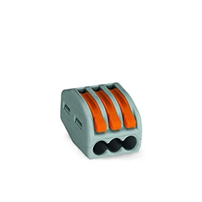 Afbeelding van WAGO® 3 aderige verbindingsklem tot 4 mm², met hendel, 222 413 (15 stuks)