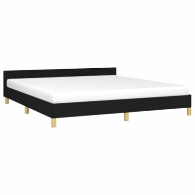 Afbeelding van vidaXL Bedframe met hoofdeinde, zwart, 160 x 200 cm, stof