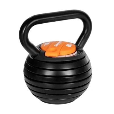 Afbeelding van Rebel Active Verstelbare Gietijzeren Kettlebell 3,5 18 kg Fitness Krachttraining &amp; Conditie Zwart