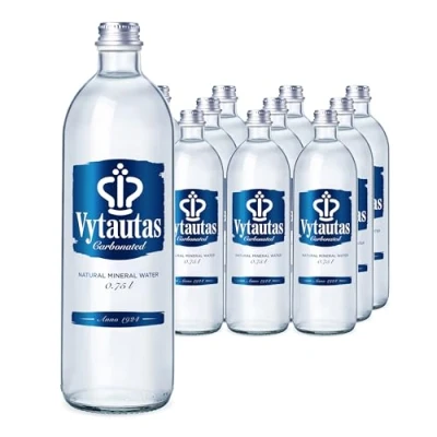 Afbeelding van VYTAUTAS sprankelend mineraalwater, 750 ml, 12 stuks, maximale hydratatie, rijk aan essentiële mineralen, calcium, magnesium, nitraatvrij, functioneel water, sterke mineralisatie
