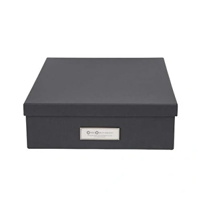 Afbeelding van Bigso Box of Sweden bureau organizer voor A4 documenten, brochures enz. met deksel en handvat opbergdoos van vezelplaat papier donkergrijs
