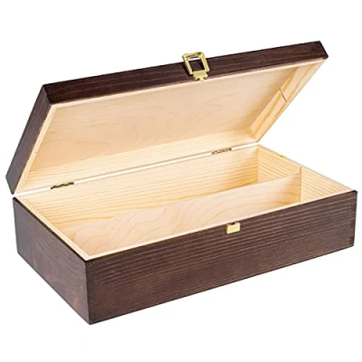 Afbeelding van Creative Deco Wijnkist Houten Kist Bruin 35 x 20 10 cm Perfect voor Decoupage, Cadeau, Decoratie