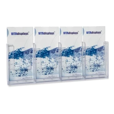 Afbeelding van Taymar DIN lang (DL) (drievoudige) wandhouder voor brochures, wanddisplay met vier vakken (afmetingen binnenkant 10,2 cm)