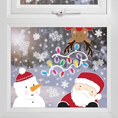 Afbeelding van Ginger Ray Merry Christmas Raamstickers Kerstman, Sneeuwpop, Rendier