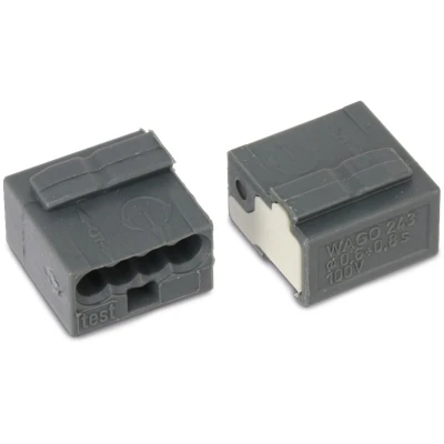 Afbeelding van WAGO micro lasklem 4 draads X 0,6 0,8mm² Grijs (100 stuks)