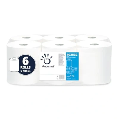 Afbeelding van Papernet papieren handdoeken Maxi Centerfeed, 2 laags, 108 m, 450 vel, pak van 6 rollen