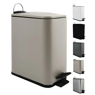Afbeelding van Spirella Pedaalemmer Paris beige 5 liter metaal L28 x B14 H29 cm soft close toilet/badkamer