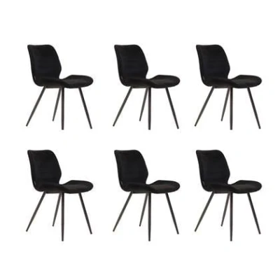 Afbeelding van Bronx71 Velvet eetkamerstoel Toby zwart Eetkamerstoelen set van 6