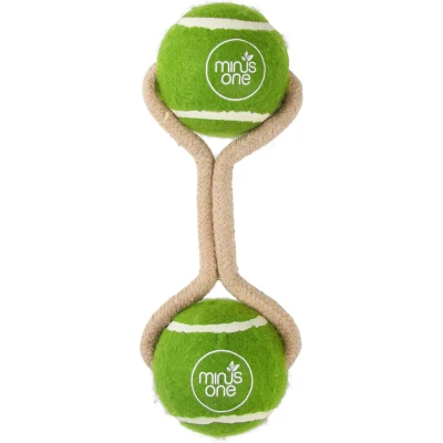 Afbeelding van Minus One Dog Tennis Ball Rope Toy Double Meadow