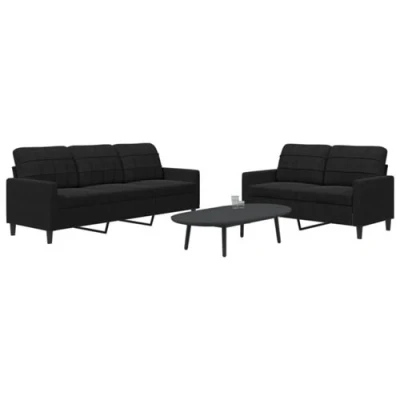 Image de vidaXL Ensemble de canapés 2 pcs avec coussins Noir Velours3278396