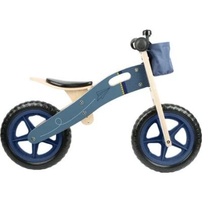 Afbeelding van Houten loopfiets Balansfiets Blauw Papieren Vliegtuig speelgoed vanaf 1 jaar