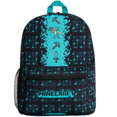 Afbeelding van Minecraft Schoolrugzak voor kinderen, met voorvak ritssluiting, sport, sportschool, blauw, één maat, Blauw