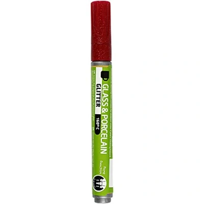 Afbeelding van Glas en Porseleinstift Glitter Semi Dekkend Donkerrood