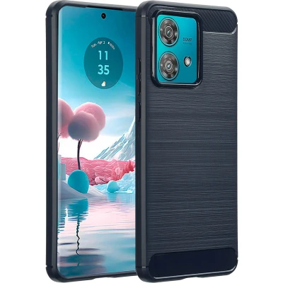 Afbeelding van imoshion Hoesje Geschikt voor Motorola Edge 40 Neo Siliconen Brushed Backcover Donkerblauw
