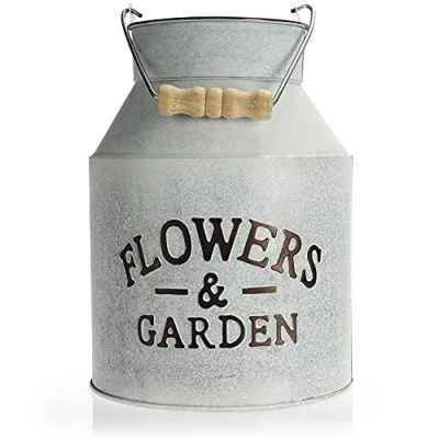 Afbeelding van COM FOUR® Metalen bloempot melkpot vintage decoratieve pot om neer te zetten en op hangen (melkdoos 1 stuk)
