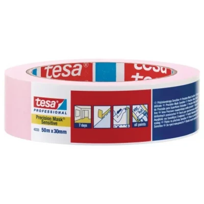 Afbeelding van Tesa roze precisie gevoelige afplaktape 50m x 30mm