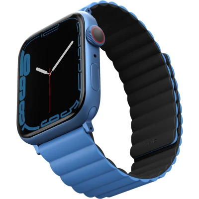 Afbeelding van Uniq Armband Apple Watch 42/44/45/49 Mm Revix Magnetic Strap Blauw (uniq 45mm revblublk)