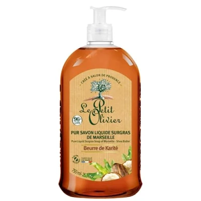 Afbeelding van LE PETIT OLIVIER 6 stuks pure vloeibare zeep van Marseille sheaboter reinigt de huid zacht geur vet 96% natuurlijke oorsprong gemaakt in Frankrijk 750 ml