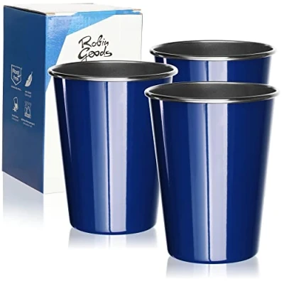 Afbeelding van 3 x roestvrijstalen drinkbekers blauw hoogwaardige beker 500 ml campingbeker onbreekbaar en BPA vrij (03 stuks blauw)