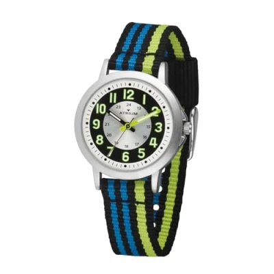 Afbeelding van ATRIUM Horloge Kind Kinderhorloge Jongens Zwart &amp; Fel Blauw Groen Analoog 3 Bar Waterdicht Leercijferblad Duidelijk Nylonband (13 17,5 cm. polsomtrek) Quartz Uurwerk A50 13