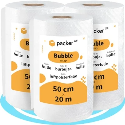 Afbeelding van packer PRO 3 rollen noppenfolie van kunststof, 50 cm breed (A) en 20 m lang (L)
