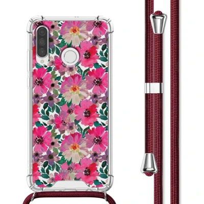 Afbeelding van iMoshion Hoesje Geschikt voor Huawei P30 Lite met Koord Design Meerkleurig / Flower Water