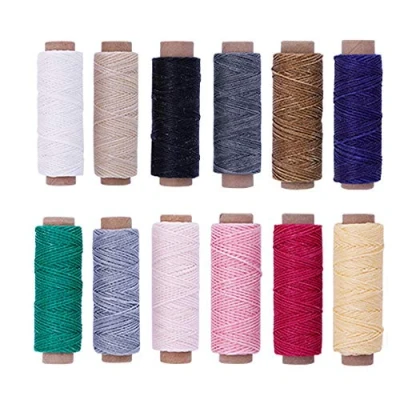 Afbeelding van Ritte 12 stuks gewaxt lederen koord, kleuren leren 392 m 150D gewaxte draad voor handwerk, knutselen, naaien, handwerk