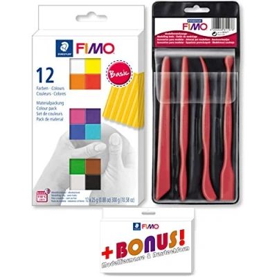 Afbeelding van Staedtler FIMO 12 delige materiaalset + gereedschapsset met bonus