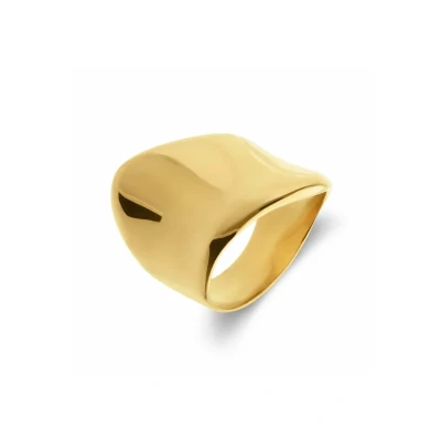 Afbeelding van Lucardi Dames Stalen goldplated Ring asymmetrisch Staal Goudkleurig 20 / 63 mm