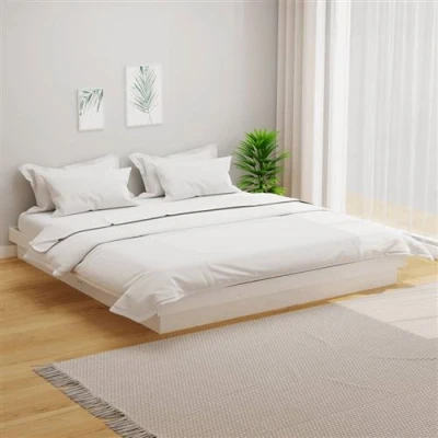 Afbeelding van Bedframe massief hout wit 200x200 cm