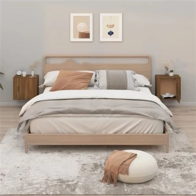 Afbeelding van Nachtkastjes 2 st wandgemonteerd 50x30x47 cm bruineikenkleurig