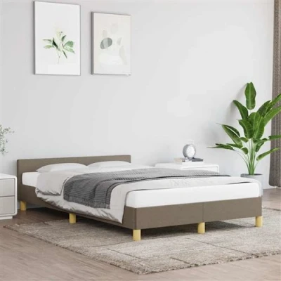Image de vidaXL Cadre de lit avec tête Taupe 120x200 cm Tissu