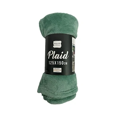 Image de douceur d&#039;intérieur, Plaid (125 x 150 cm) Flanou Sauge, Flanelle