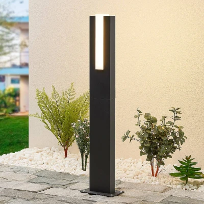 Afbeelding van Lucande LED buitenlamp 1licht aluminium, kunststof H: 65 cm grafietgrijs, opaalwit Inclusief lichtbron