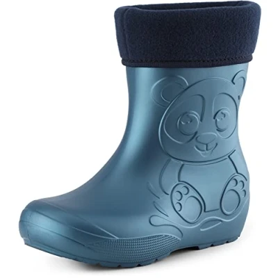Afbeelding van Ladeheid Kinder Regenlaarzen Thermo Rubberlaarzen Vederlicht EVA LA CA PandaWinter Metallic Blauw 2 30/31