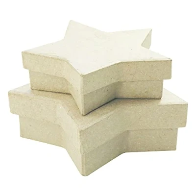 Afbeelding van Décopatch Ref BTS909C verschuifbare sterren decoratief object van papiermaché 10 x 3 cm, 12 3,5 cm Versier met Decopatch &amp; Paperpatch lijm, pailletten, kleuren