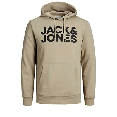 Afbeelding van JACK &amp; JONES Jjecorp Logo Noos Hoodie voor heren (1 stuk), Crockery/Print Zwart