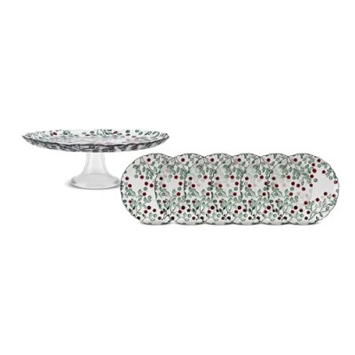 Afbeelding van Karaca Berry 7 delige Dessertset Glas Taartstandaard en Dessertborden